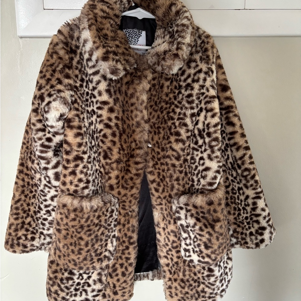 Kensie Girl Animal Print Faux Fur Jacket